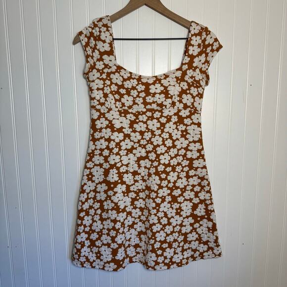 Altar'd State Dresses & Skirts - Altar’d State Floral Mini Orange & White Cap Sleeve Dress Women’s Size Small